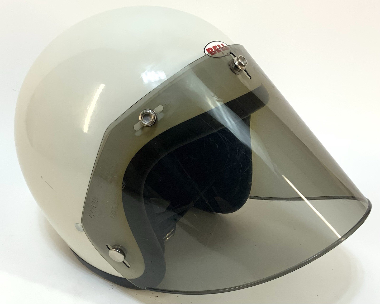 Vintage 1978 Bell RT Motorcycle Scooter White Helmet 7 1/8 USA Visor GREAT Vintage 1978 Bell RT Motorcycle Scooter White Helmet 7 1/8 USA Visor GREAT