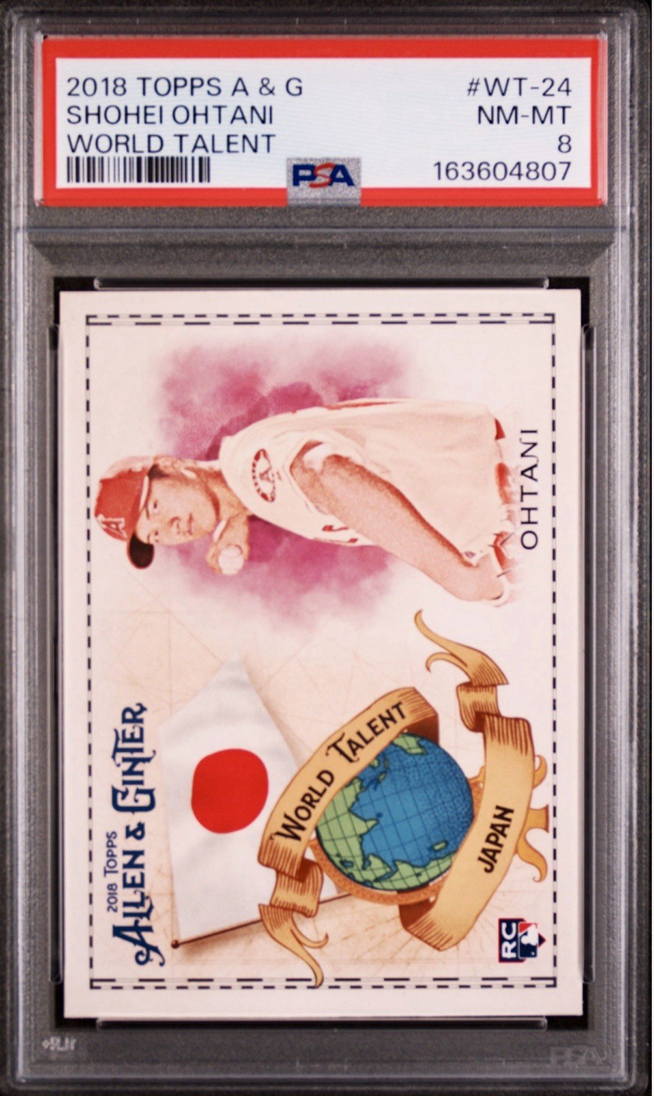 2018 Topps Allen & Ginter SHOHEI OHTANI Rookie RC World Talent #WT-24 PSA 8 NMMT 2018 Topps Allen & Ginter SHOHEI OHTANI Rookie RC World Talent #WT-24 PSA 8 NMMT