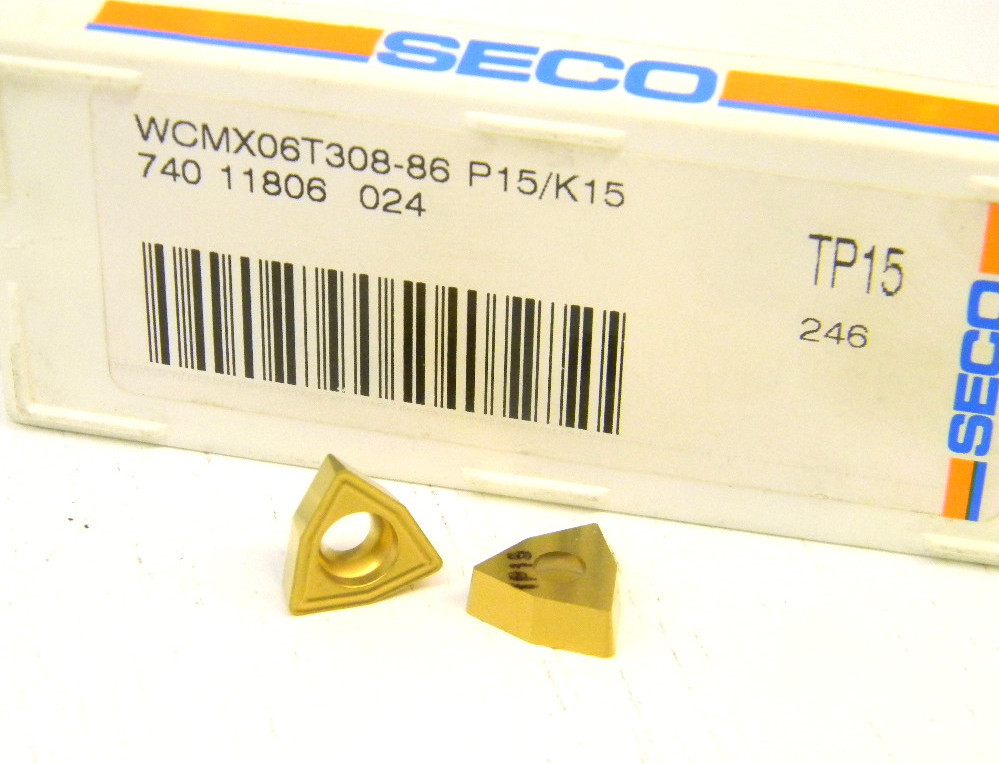 (10 Pcs) Seco WCMX 06T308-86 Grade: TP-15 Carbide Inserts