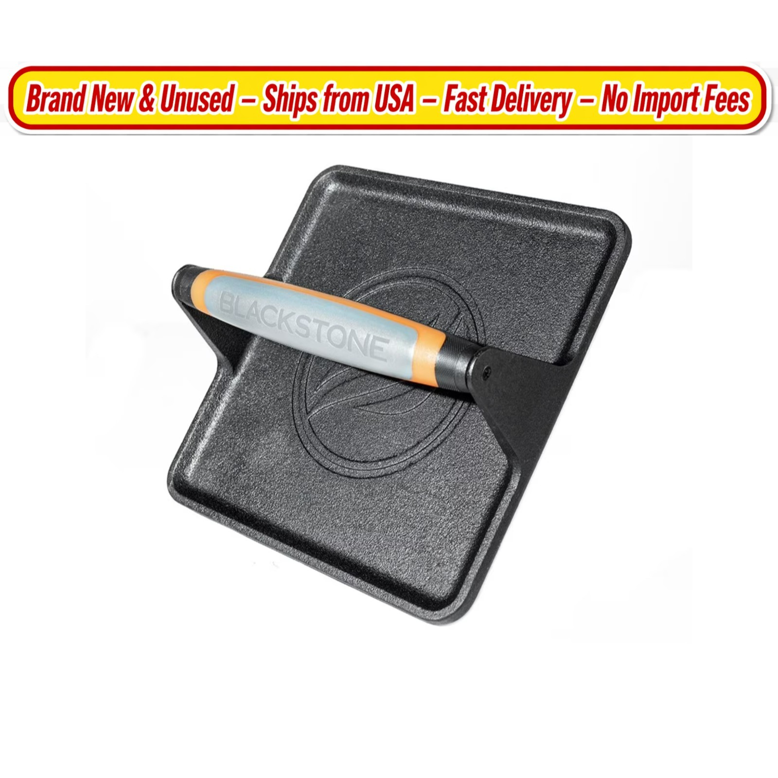 Blackstone XL Cast Iron Griddle Press Pre Seasoned Bacon Meat Burger Weight NEW