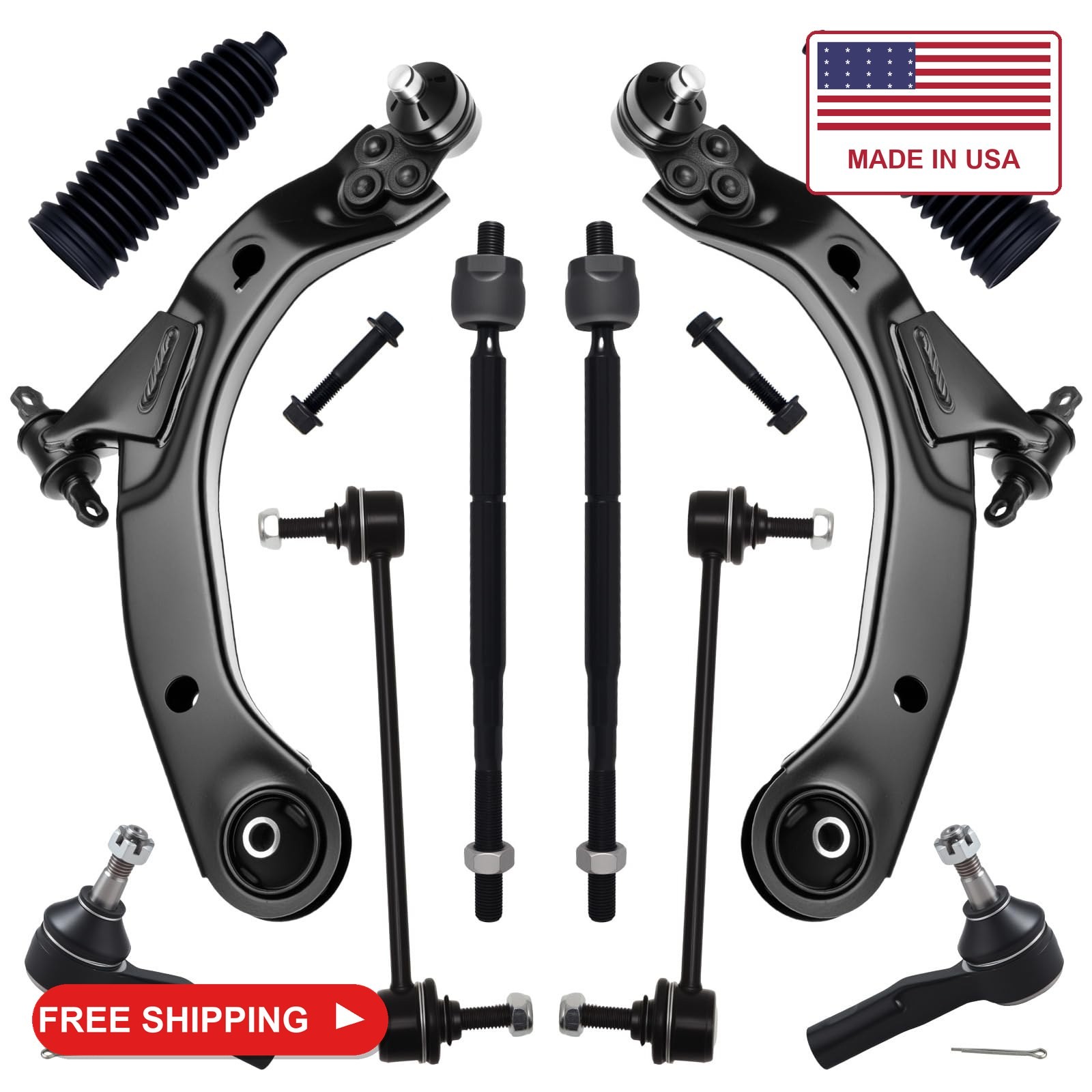 AUQDD 10Pcs Front End Suspension Kit Fit For 05-10 Chevy Cobalt, 07-10 HHR, Po-n