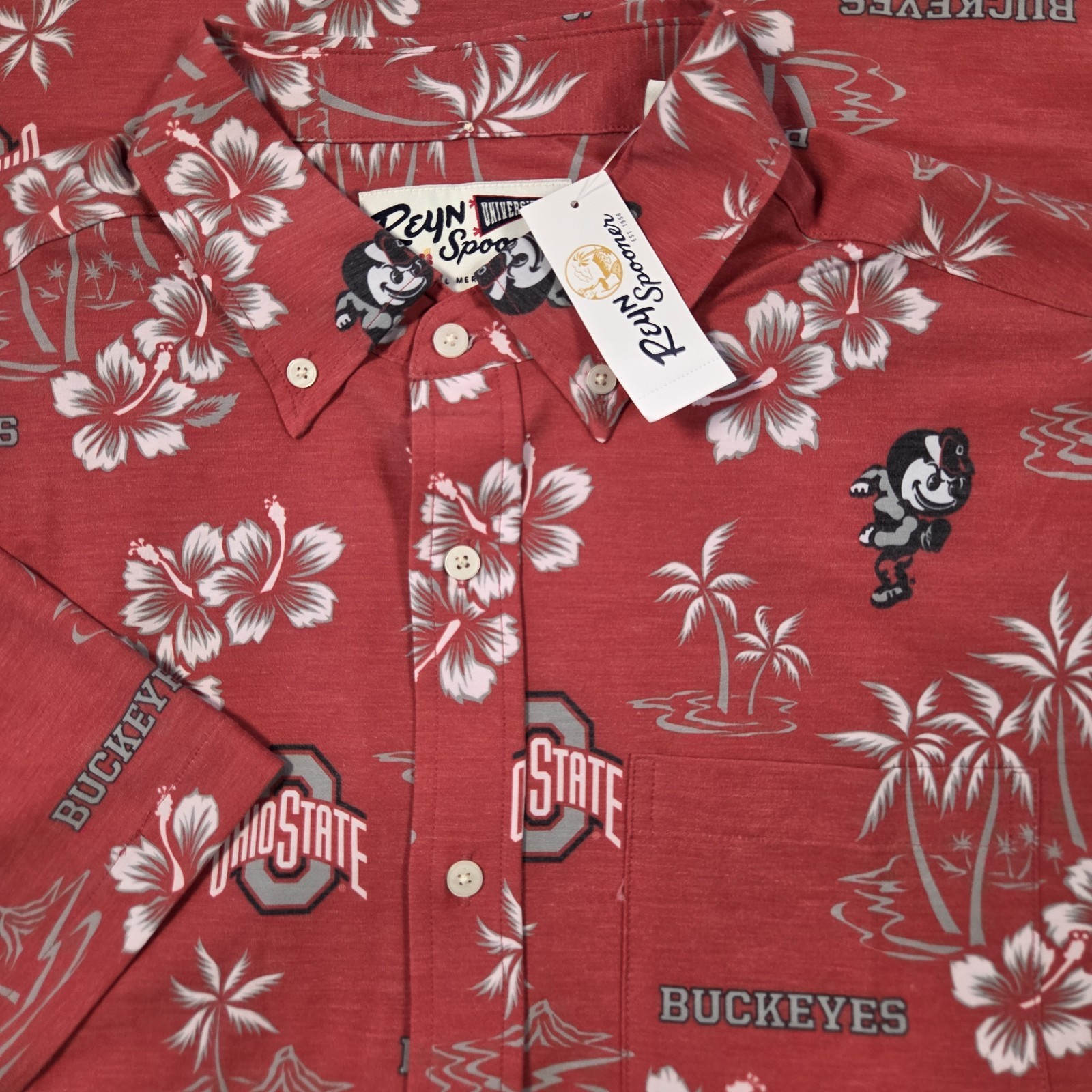 NWT Reyn Spooner Ohio State Buckeyes Shirt Large Performance Hawaiian Button Up NWT Reyn Spooner Ohio State Buckeyes Shirt Large Performance Hawaiian Button Up