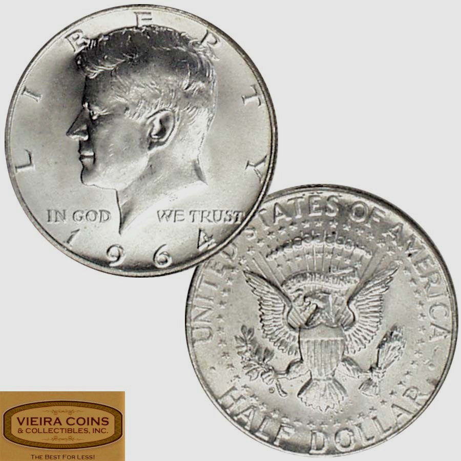 1964-D Kennedy Half Dollar, 90% Silver, Average Circulated - #A45