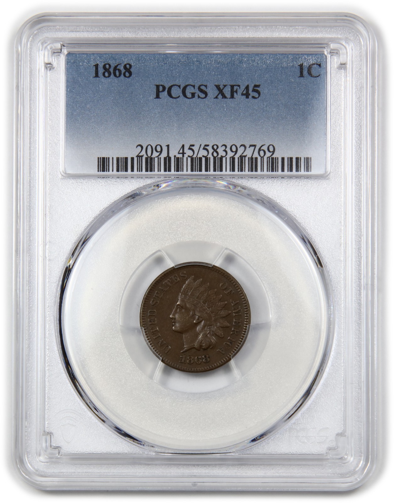 1868 P PCGS XF45 - Indian Head Penny Cent 1c US Coin #62462A