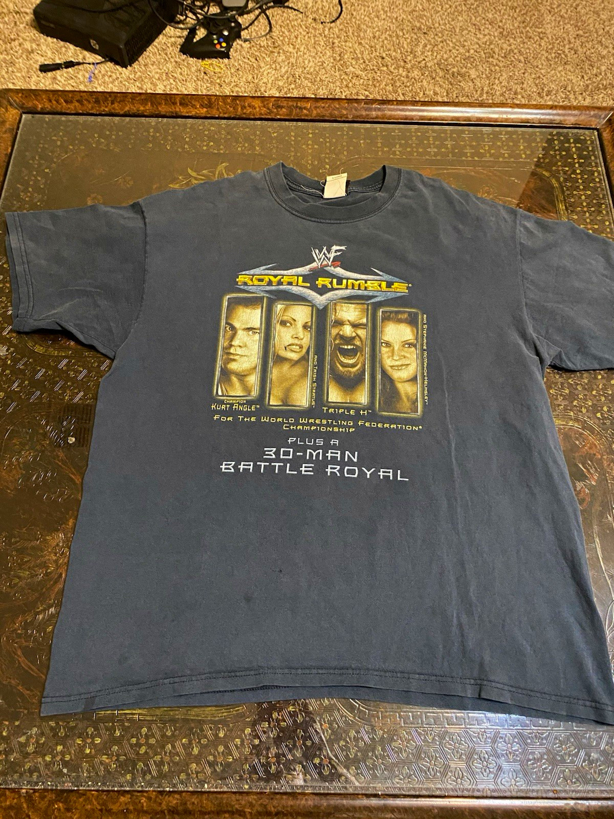 WWF WWE Royal Rumble 2001 Kurt Angle Triple H PPV Event Vintage Shirt Size XL WWF WWE Royal Rumble 2001 Kurt Angle Triple H PPV Event Vintage Shirt Size XL