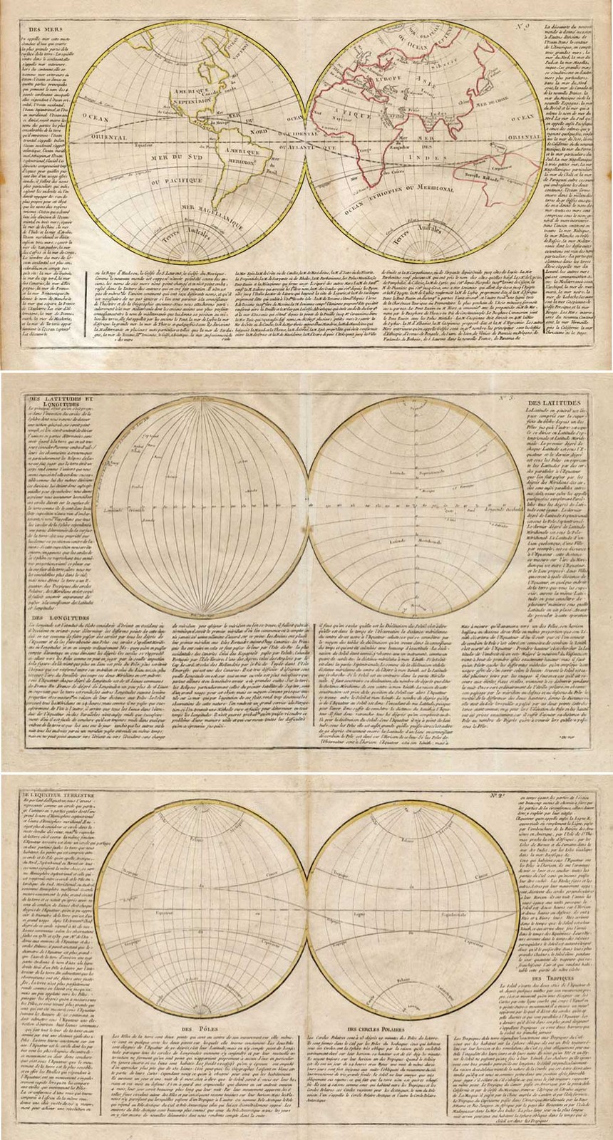 3 Antique Maps-WORLD-USA-HEMISPHERE-18th c