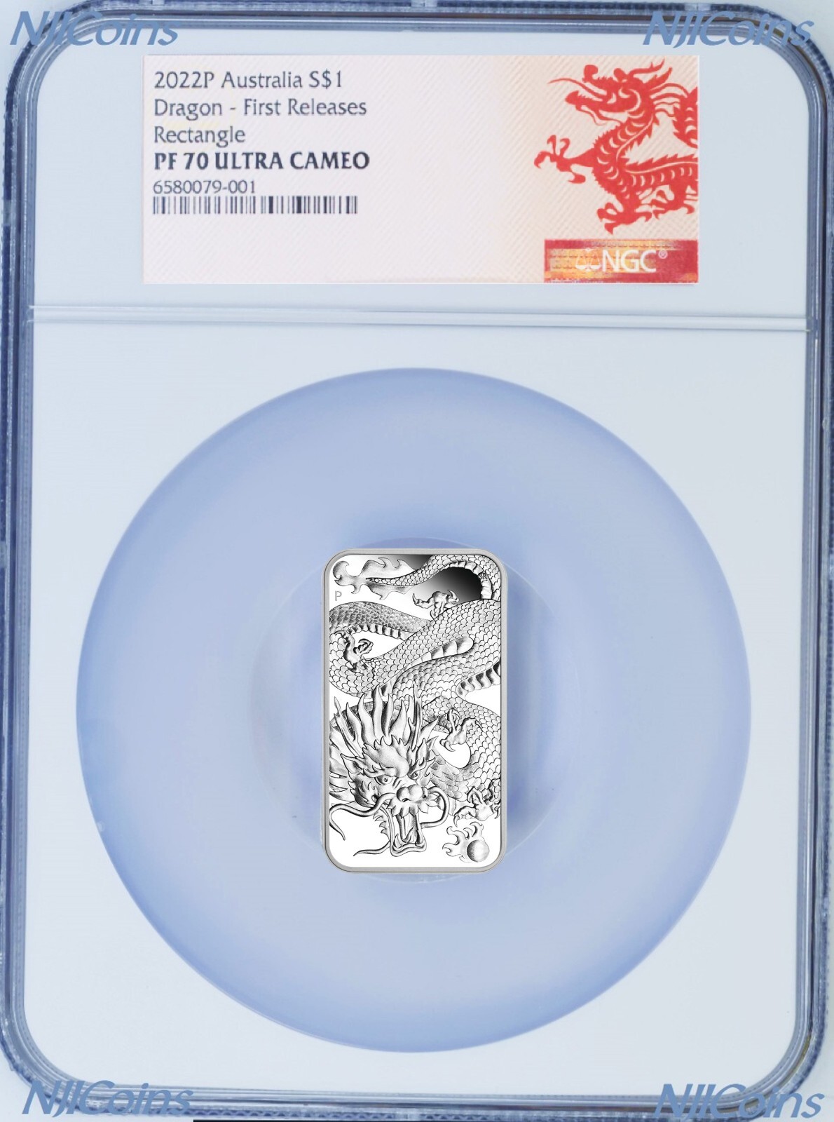 2022 PROOF Dragon 1oz .9999 Silver Rectangular $1 Dollar Bar COIN NGC PF 70 FR