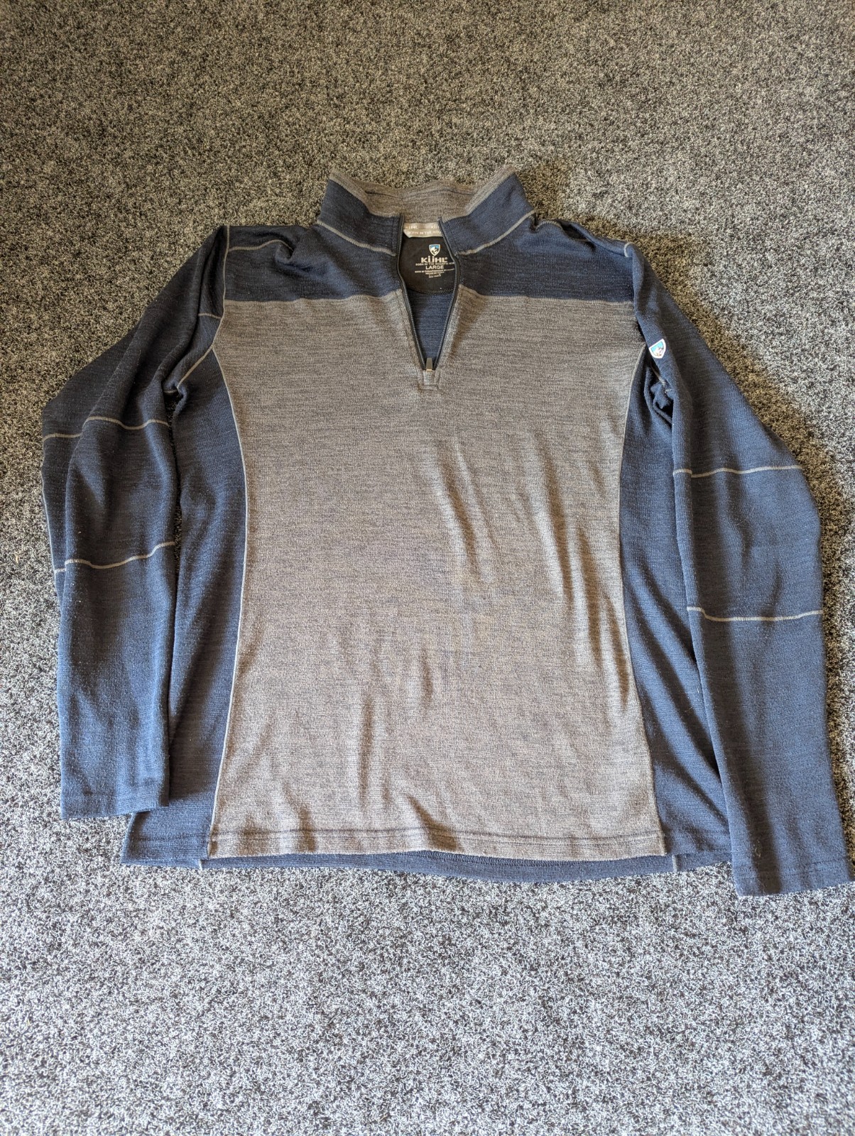 Kühl Sweater Mens Large Ryzer 1/4 Zip Pullover Outdoor Performance Blue Gray