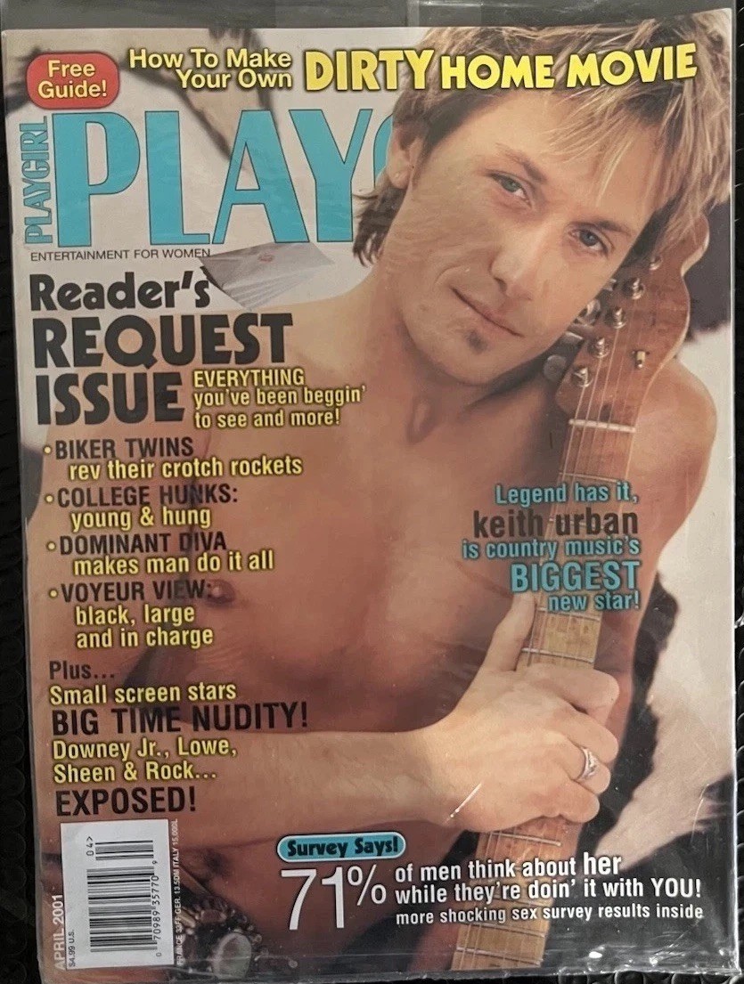 PLAYGIRL Magazine, April 2001. Keith Urban, Lowe, Downey. New Factory Sealed Bag