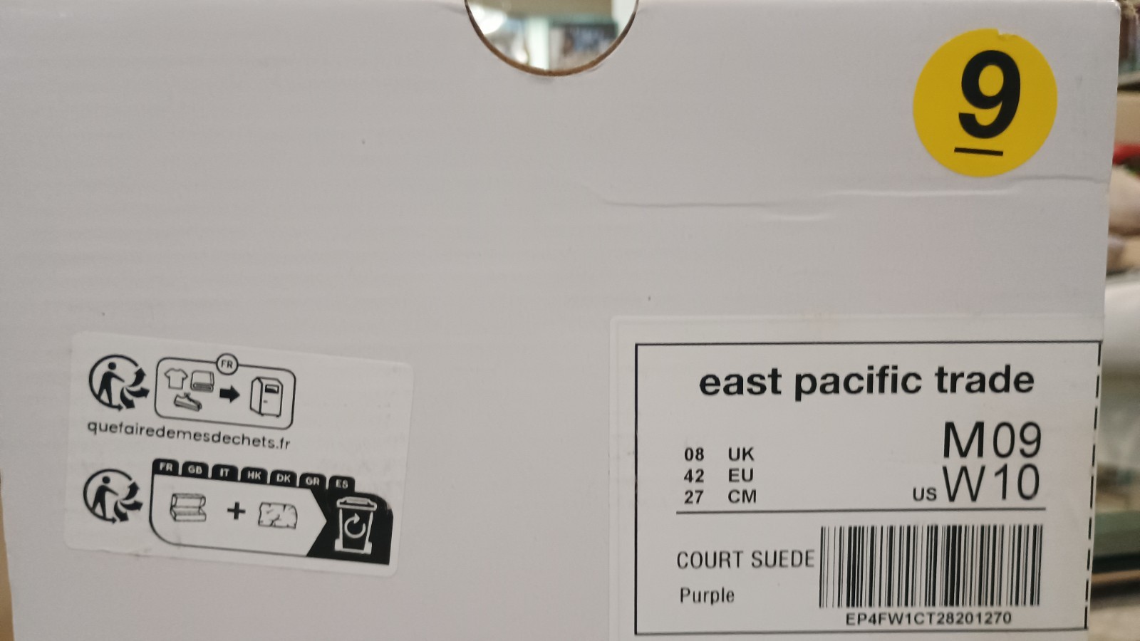 ept East Pacific Trade court suede purple size 9 south korea rare