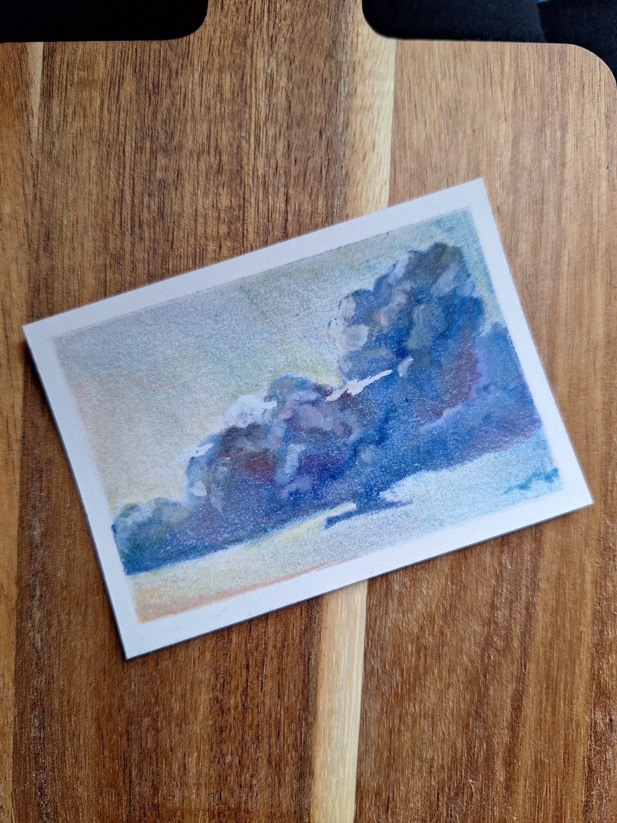 aceo original art card pastel impressionist clouds