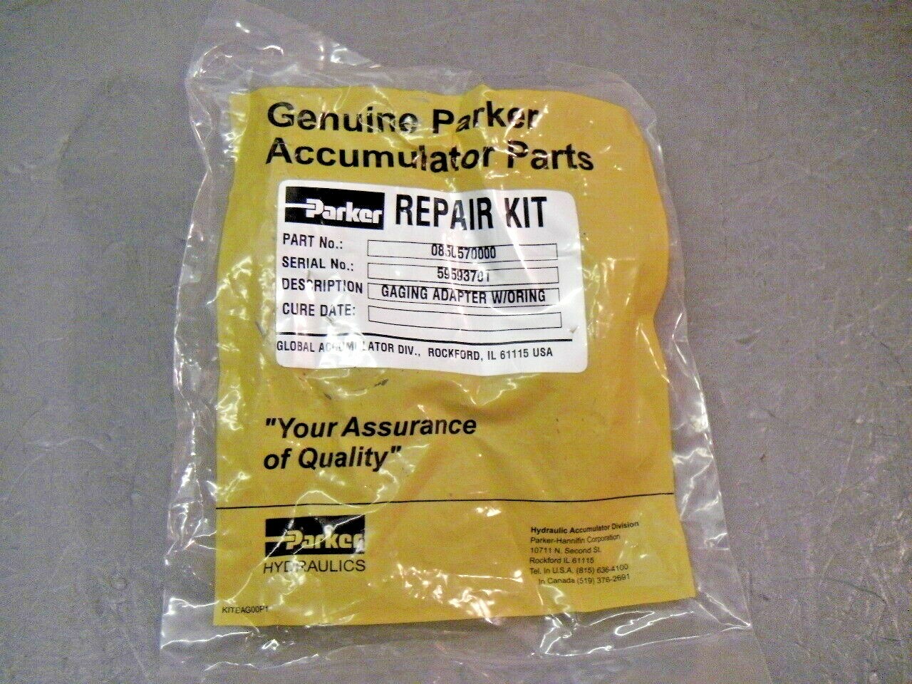 Parker 0850570000 Gaging Adapter with O-Ring Accumulator Repair Kit Parker 0850570000 Gaging Adapter with O-Ring Accumulator Repair Kit