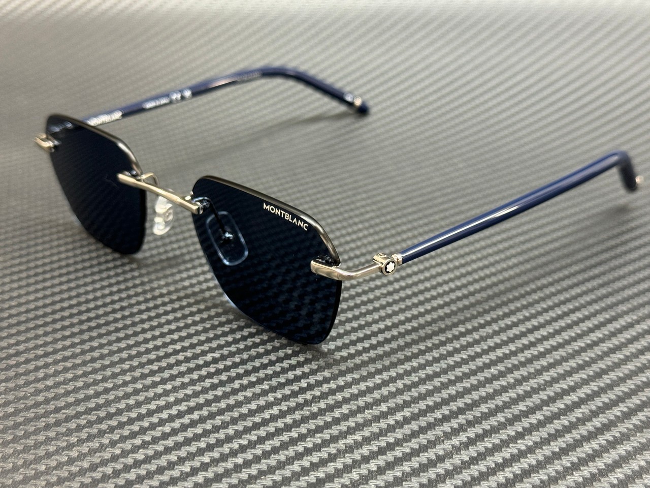 MONT BLANC MB0270S 003 Silver Blue Men\'s Medium 51 mm Sunglasses