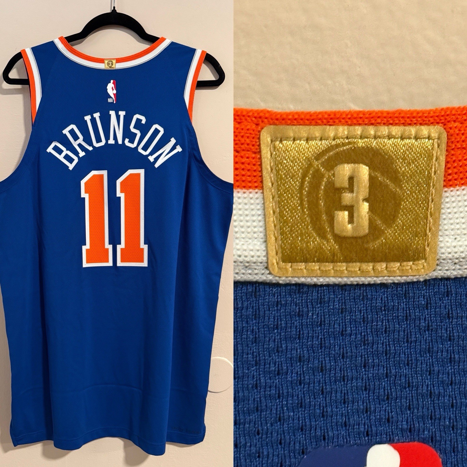 Nike Jalen Brunson New York Knicks Authentic Jersey - Icon - Size 48 L - GOLD #3