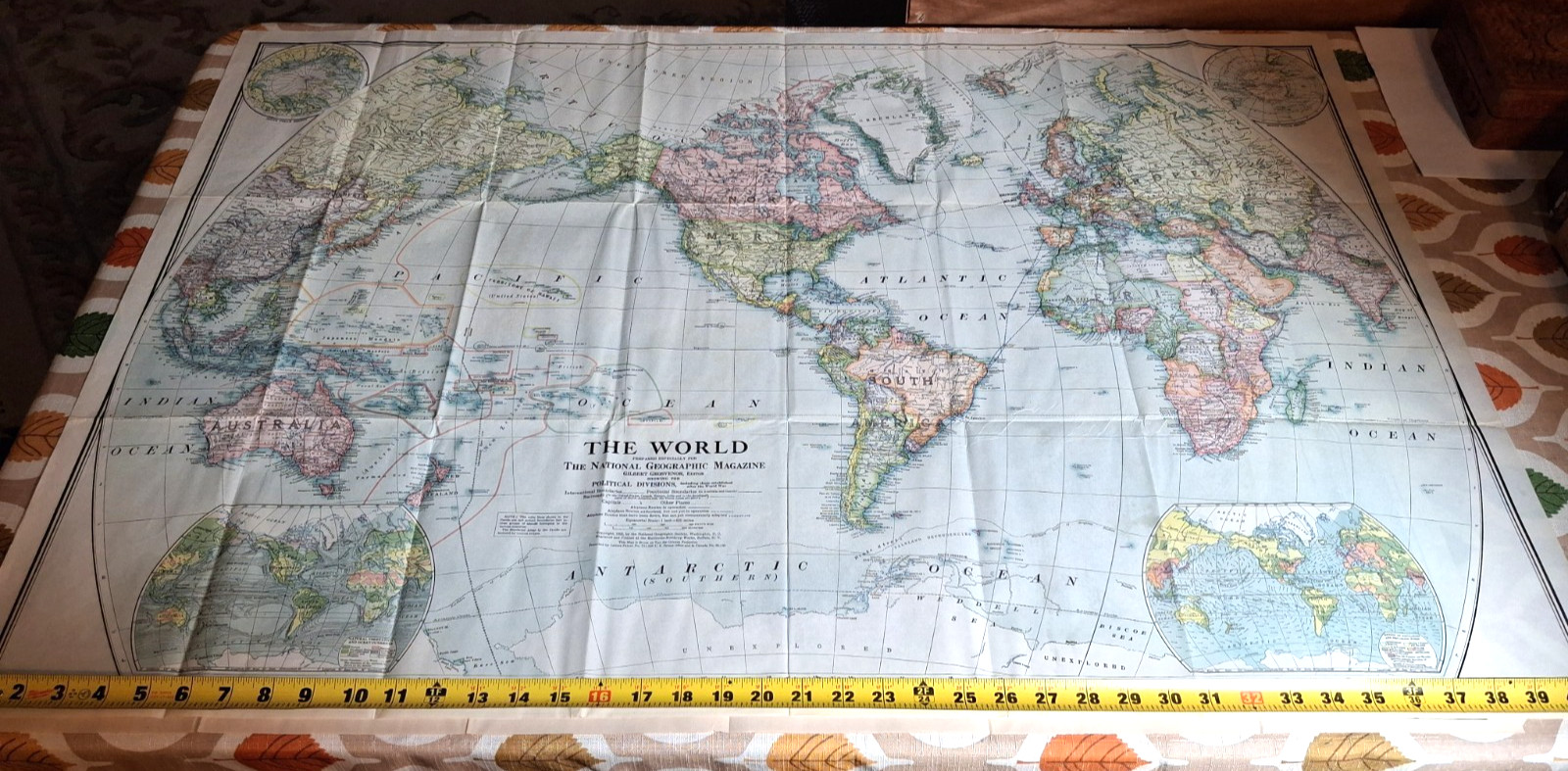 RARE antique 1922 THE WORLD map National Geographic original 42 RARE antique 1922 THE WORLD map National Geographic original 42