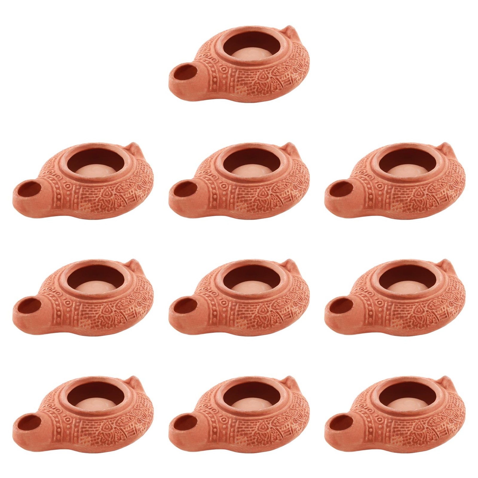 10 HERODIAN Hanukkah Holy Land OIL LAMP Biblical Antique Replica Clay Judaica