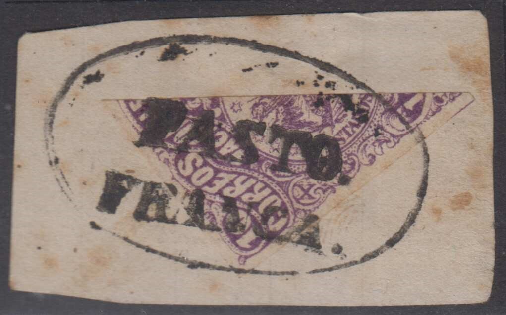 COLOMBIA 1871-74 Sc 69b BISECTED ON PIECE CHOICE \ COLOMBIA 1871-74 Sc 69b BISECTED ON PIECE CHOICE \