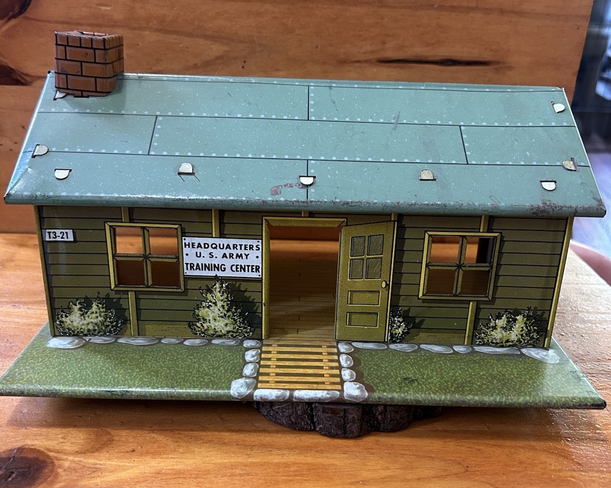 1950s MARX Toy Army Outpost Headquarters Vintage Tin Litho