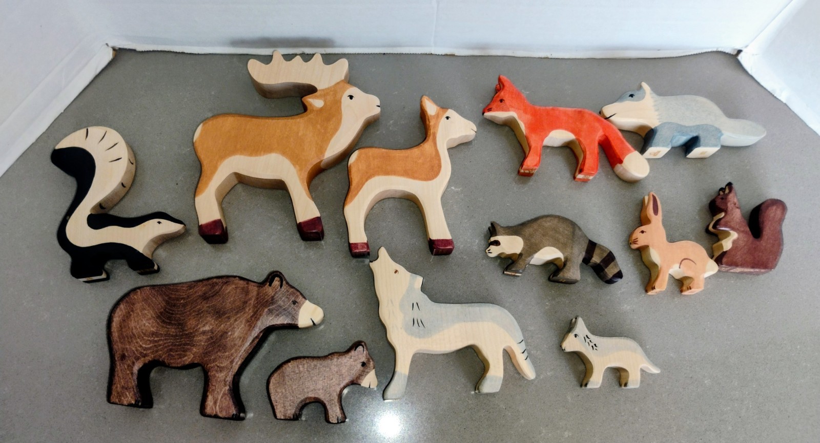 Authentic Huge Holztiger Ostheimer Woodland Hand Carved Animals Lot Of 12