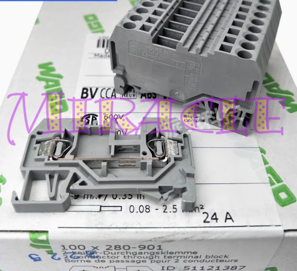 100pc/box New for WAGO 280-901 Front wiring terminal 2-wire self-lockispring