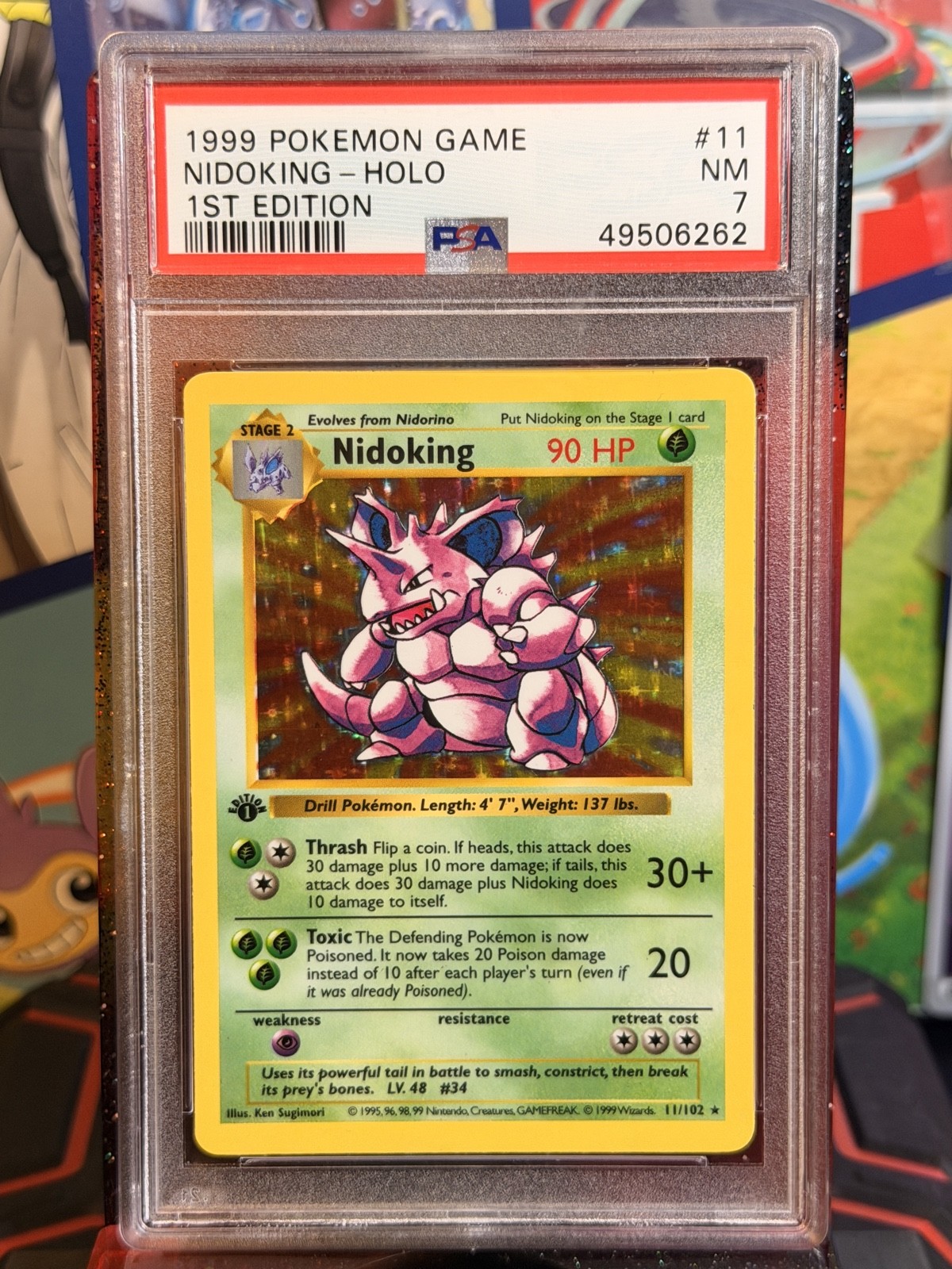 First Edition Nidoking 011/102 Base Set (Shadowless) Holo PSA-7