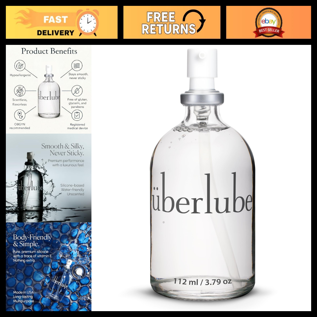 Premium Silicone Lubricant - Unscented, Ultra Smooth, Long-Lasting 112ml