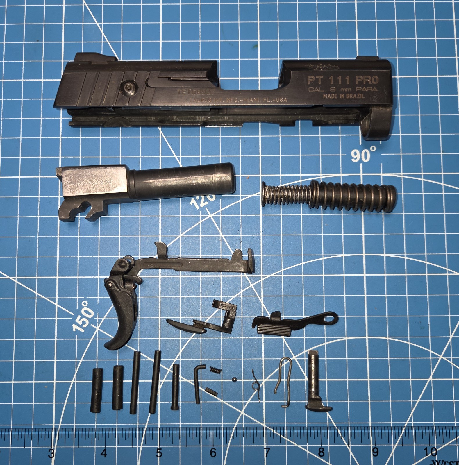 TAURUS PT-111 PRO MILLENNIUM 9MM    SLIDE, BARREL, PINS, SPRINGS, AND TRIGGER