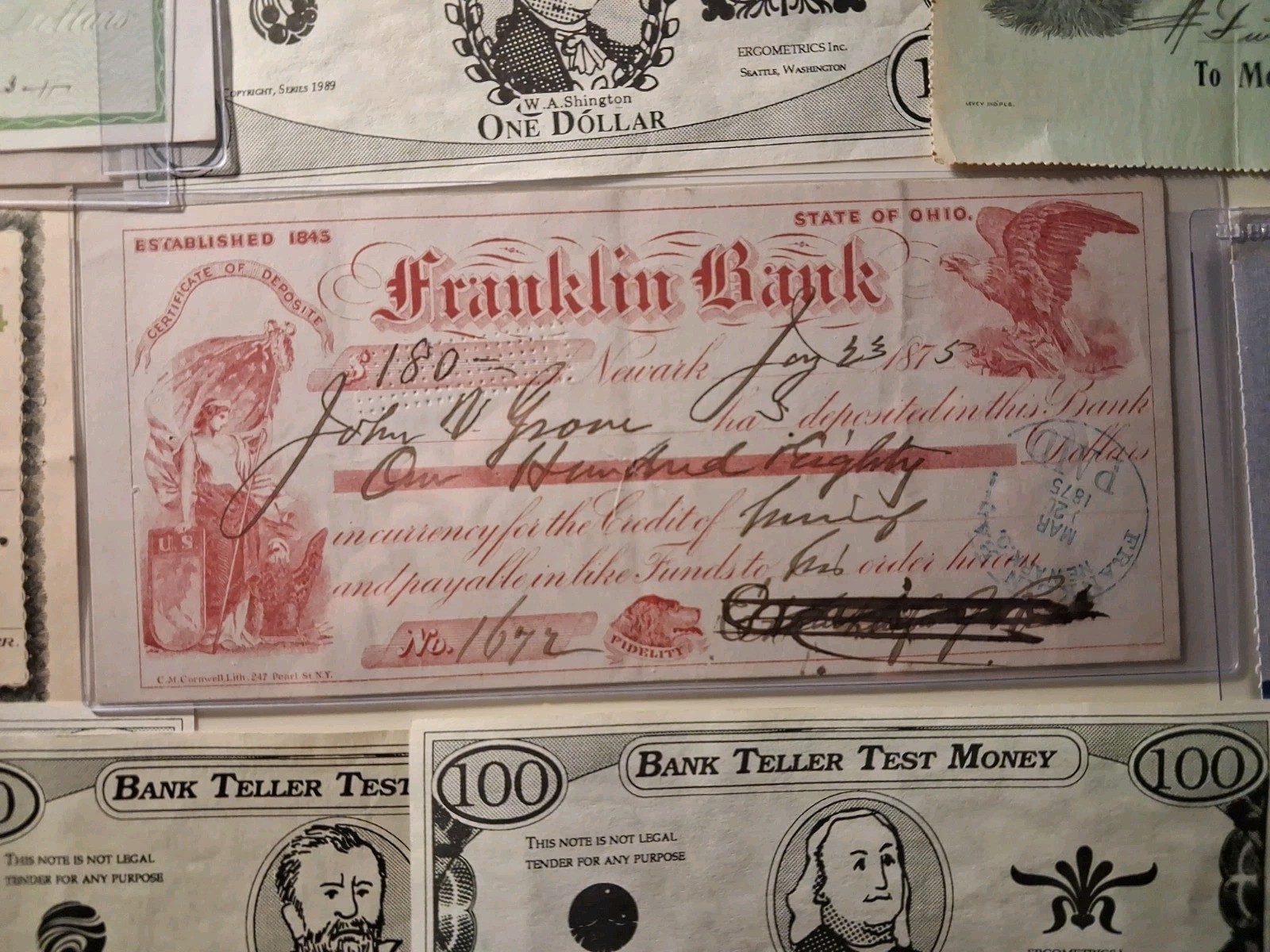 SLING's🪙RARE 1875 CD 1800-1900's Obsolete Checks & 25 Items Stocks RETAILS $180