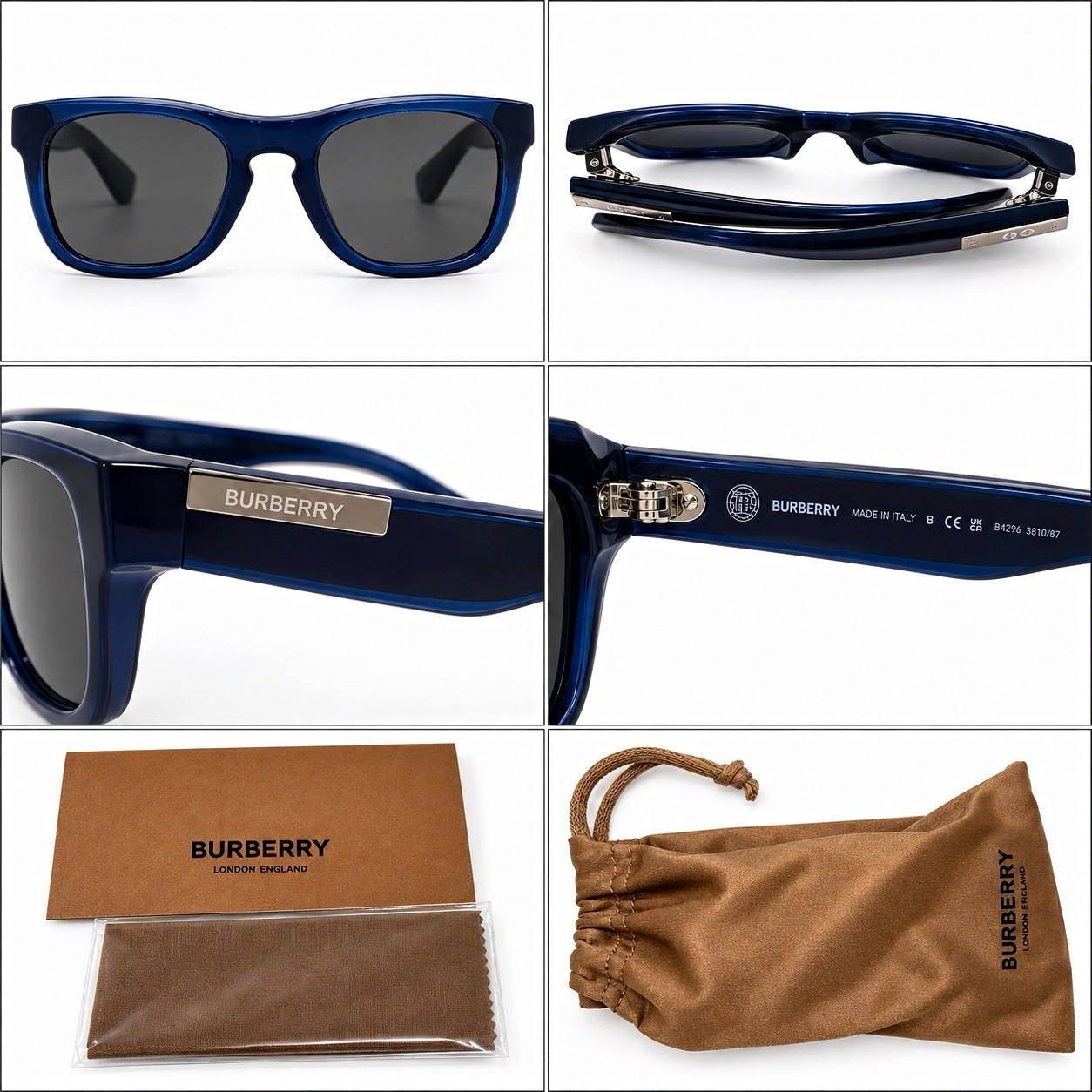 Burberry BE4426F 3820/87 Unisex Square Sunglasses Blue/Gray Tinted UV400 Burberry BE4426F 3820/87 Unisex Square Sunglasses Blue/Gray Tinted UV400