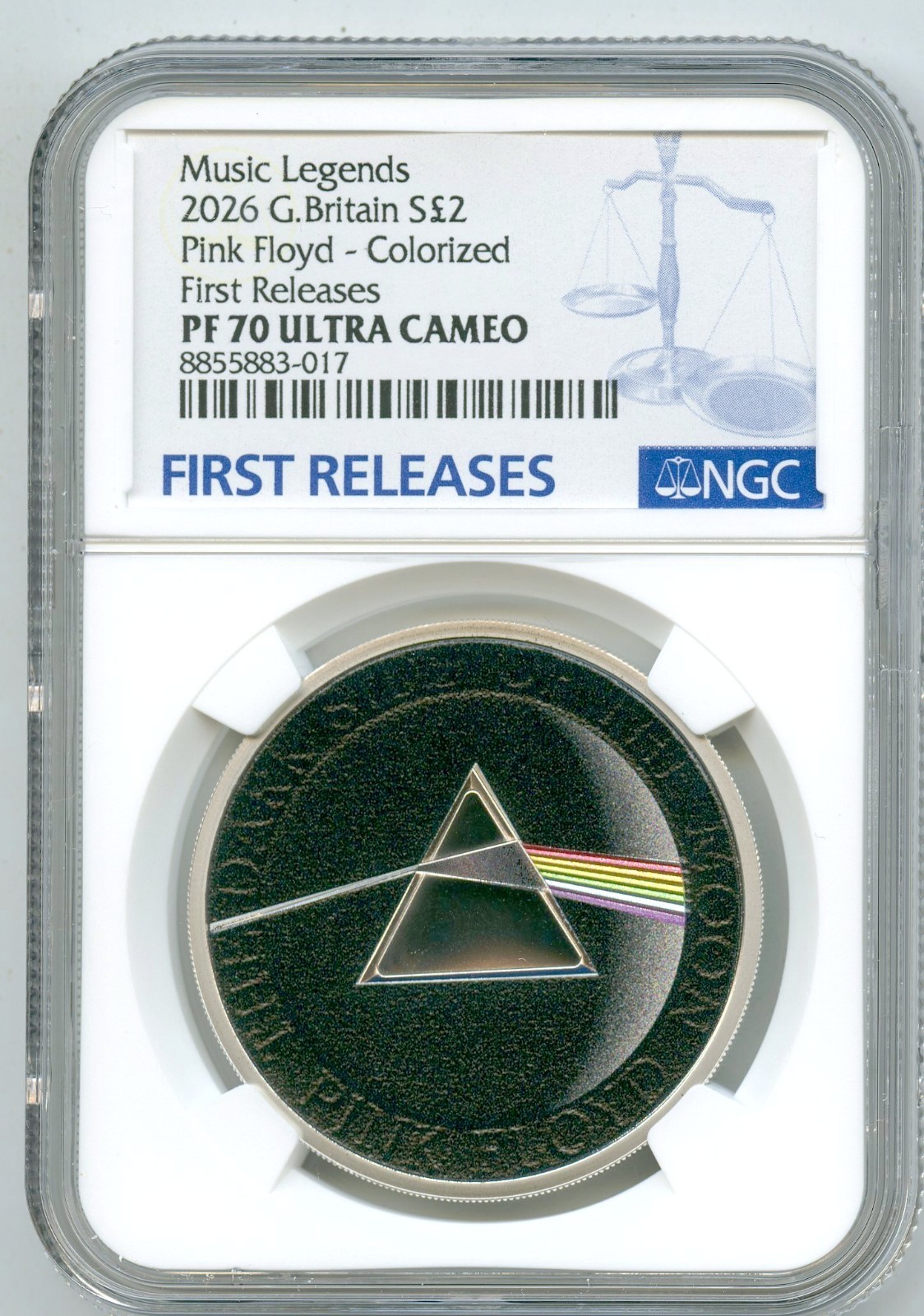 2026 2PD GB 1 oz SILVER PROOF NGC PF70 PINK FLOYD DARK SIDE OF THE MOON - FR