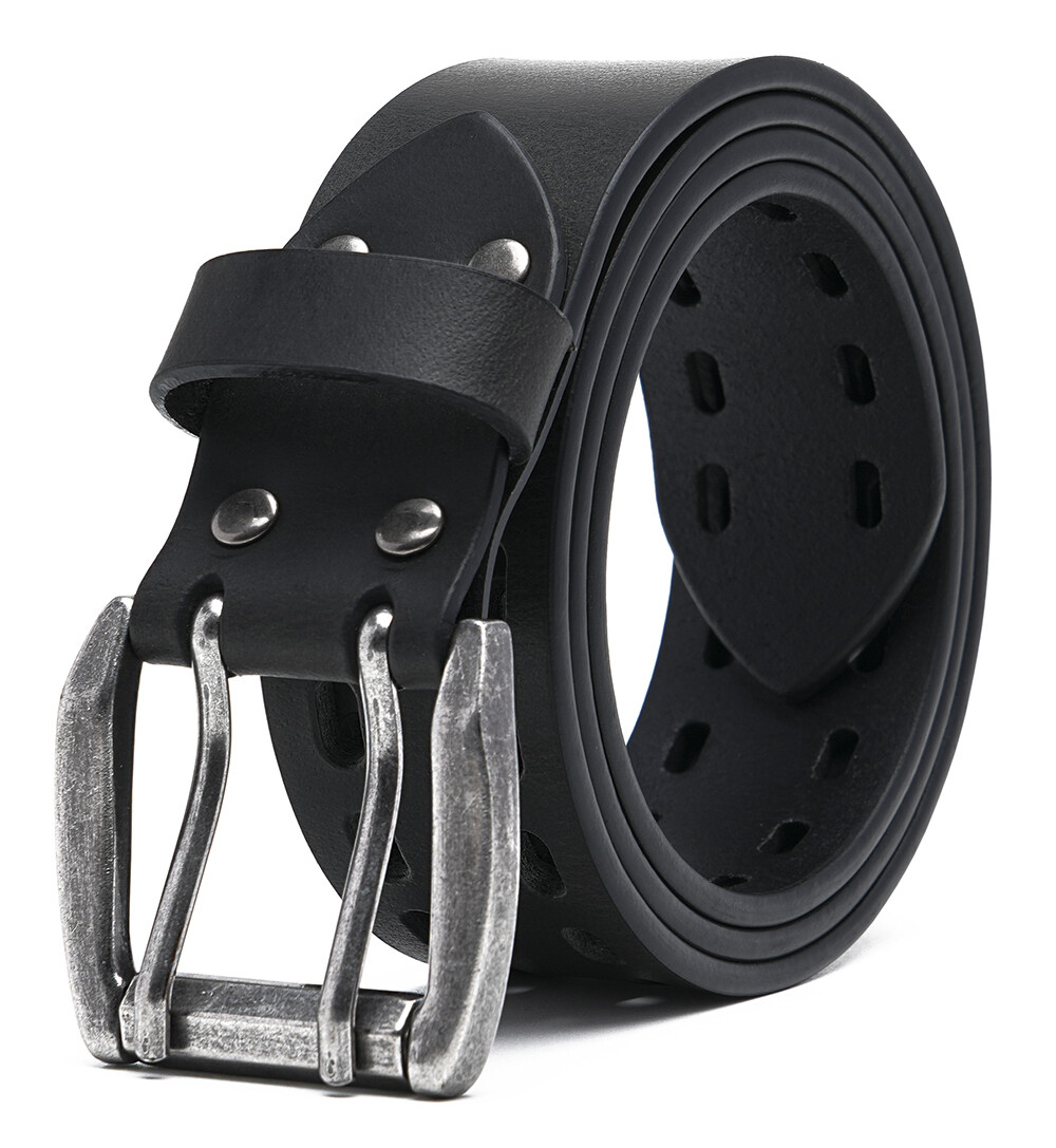 Mens Classic Genuine Leather Belt Jeans Solid Belts for Men 1.5inch Width