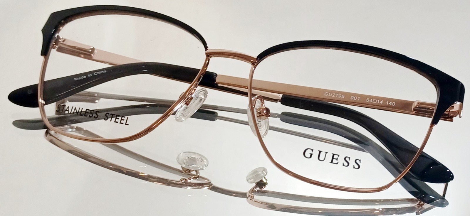 Originale GUESS GU2795 001 Eyeglasses ROSE GOLD/BLACK New Metal 54-14-140
