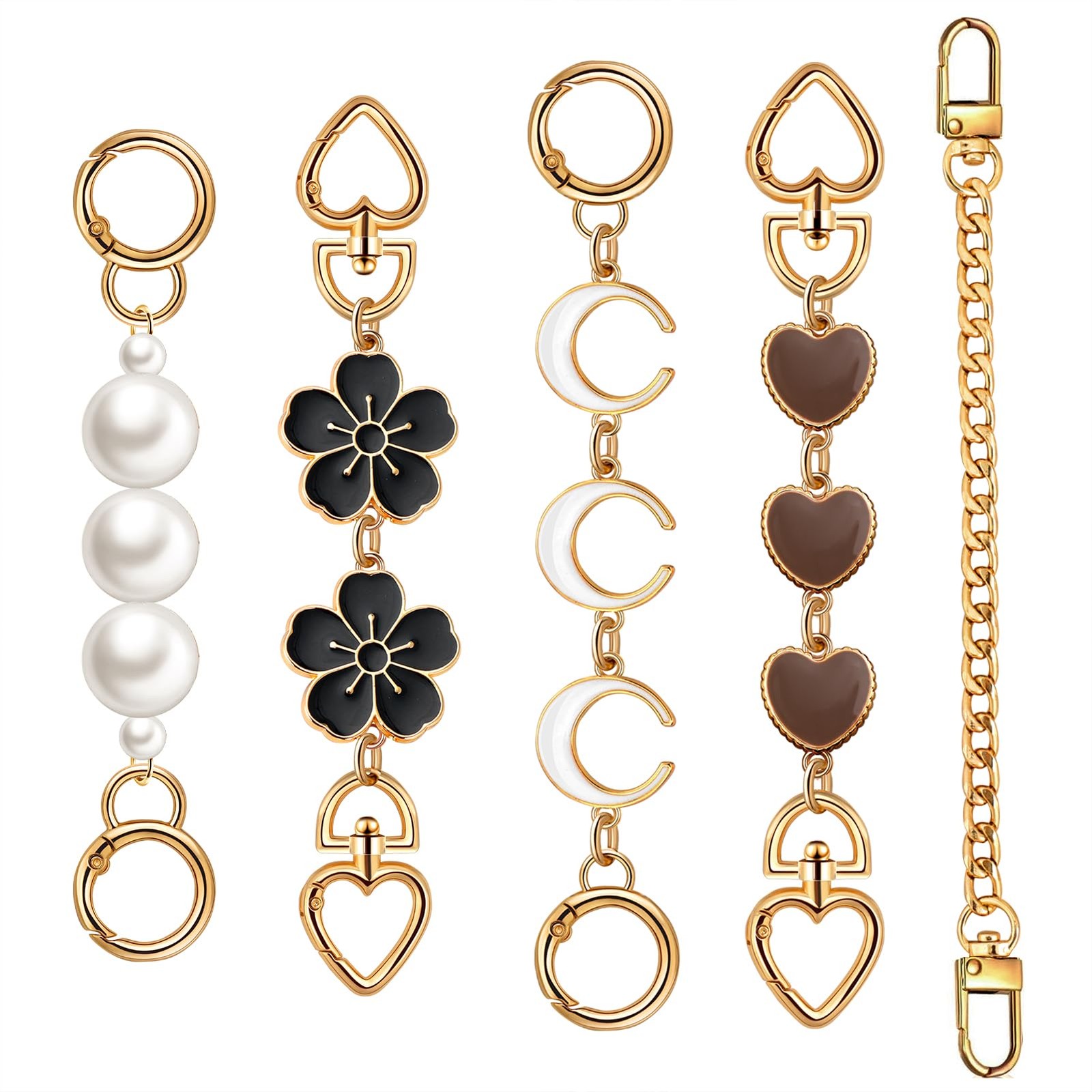 5Pcs Purse Extender Chain Gold Bag Extender Chain Flower Heart Purse Strap Exten 5Pcs Purse Extender Chain Gold Bag Extender Chain Flower Heart Purse Strap Exten