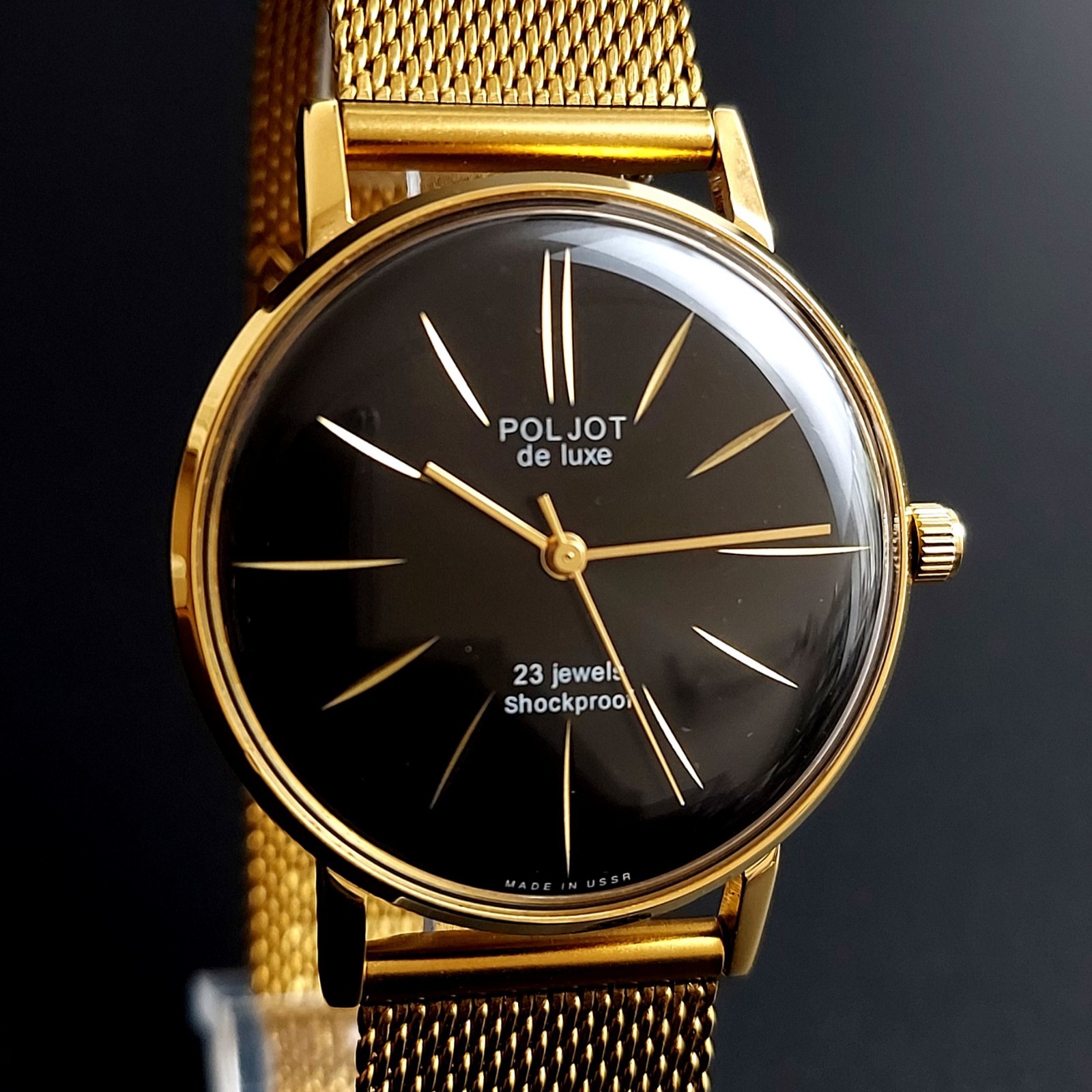 NOS Poljot De LUXE Ultra Slim 23 Jewels 2209 Soviet Vintage Men`s Wristwatch
