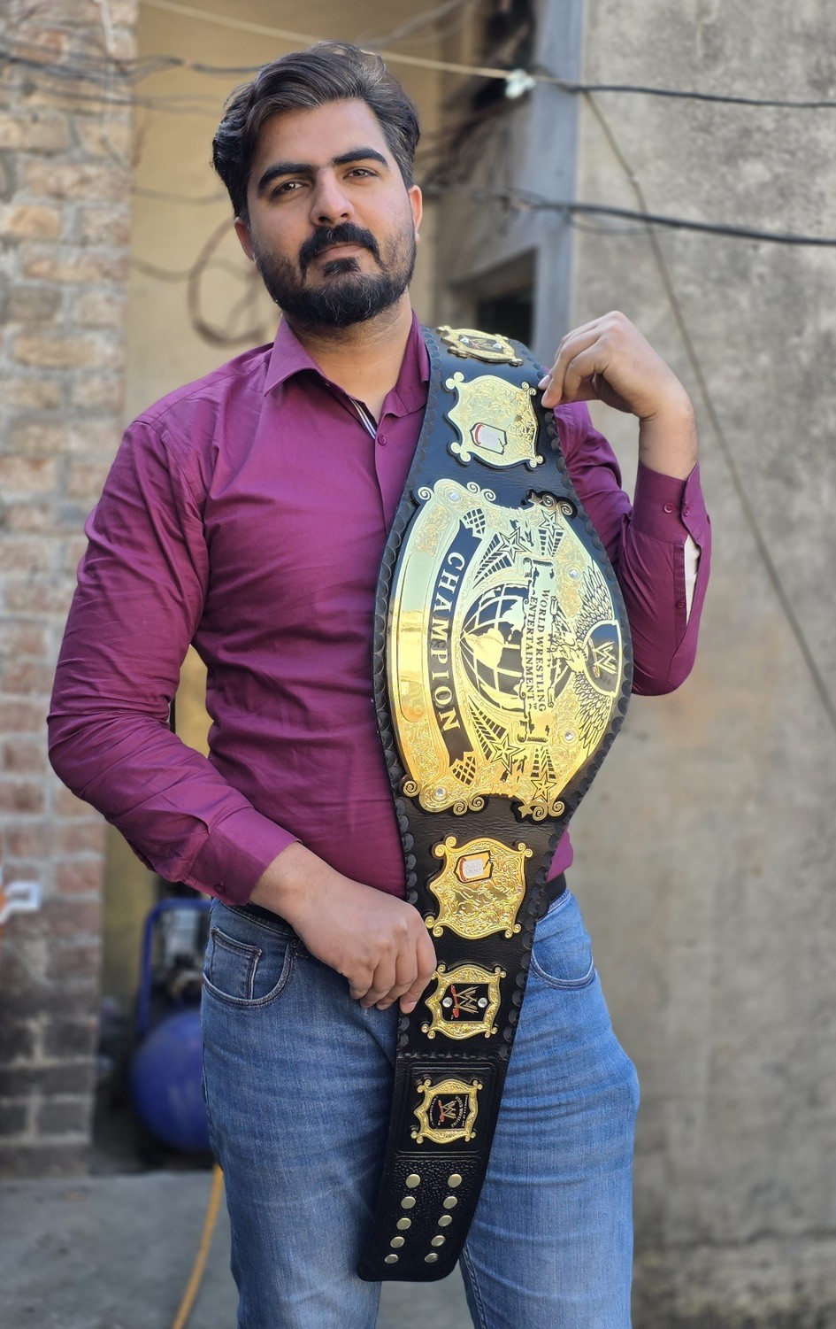 Old Undisputed V2 version wrestling championship belt replica title 4mm brass Old Undisputed V2 version wrestling championship belt replica title 4mm brass