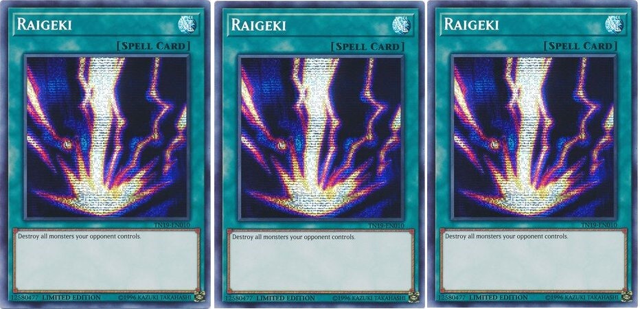 *** 3X RAIGEKI 3X *** PLAYSET PRISMATIC SECRET RARE TN19-EN010 YUGIOH 