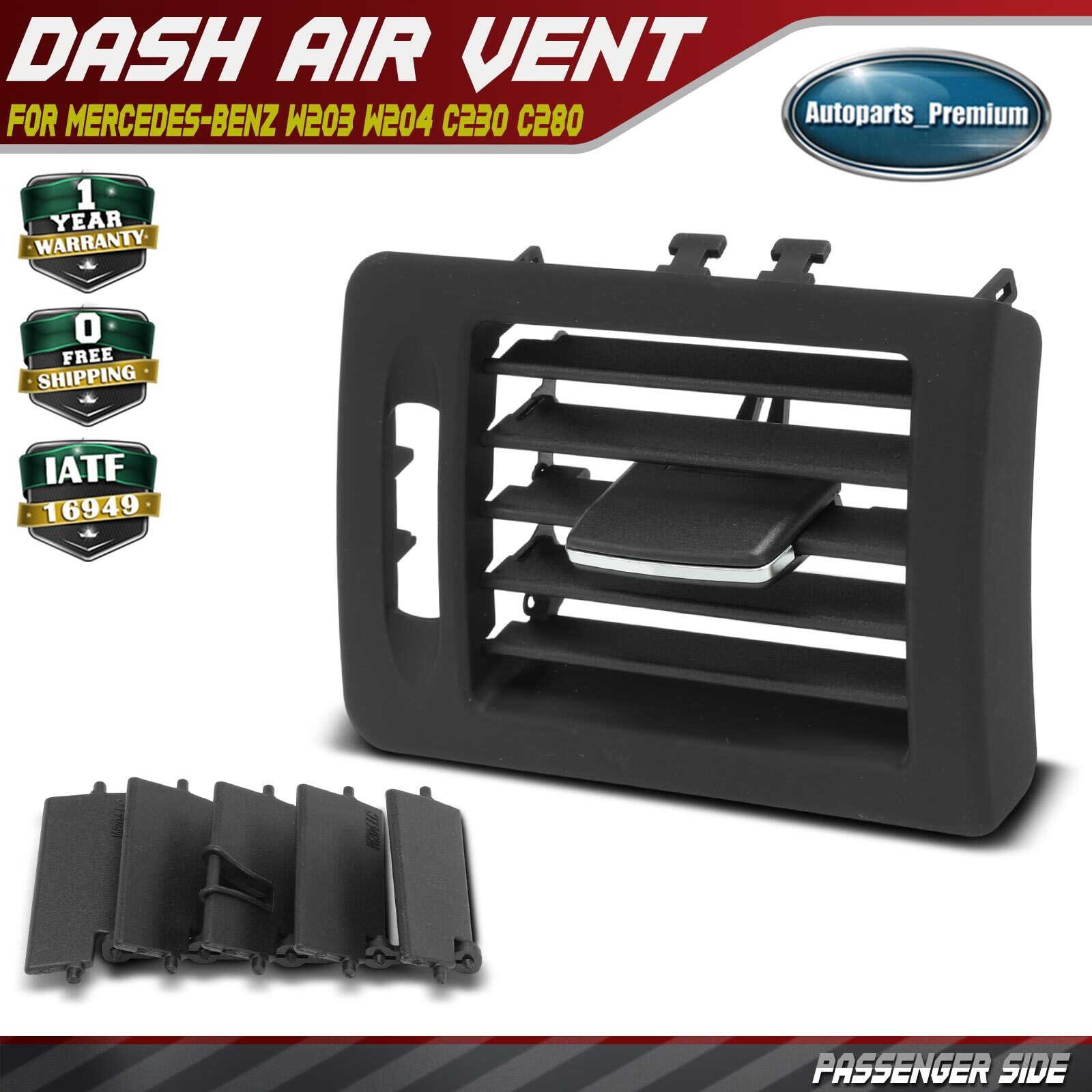 Passenger Right Dash A/C Air Vent Grille for Mercedes-Benz W203 W204 C230 C280