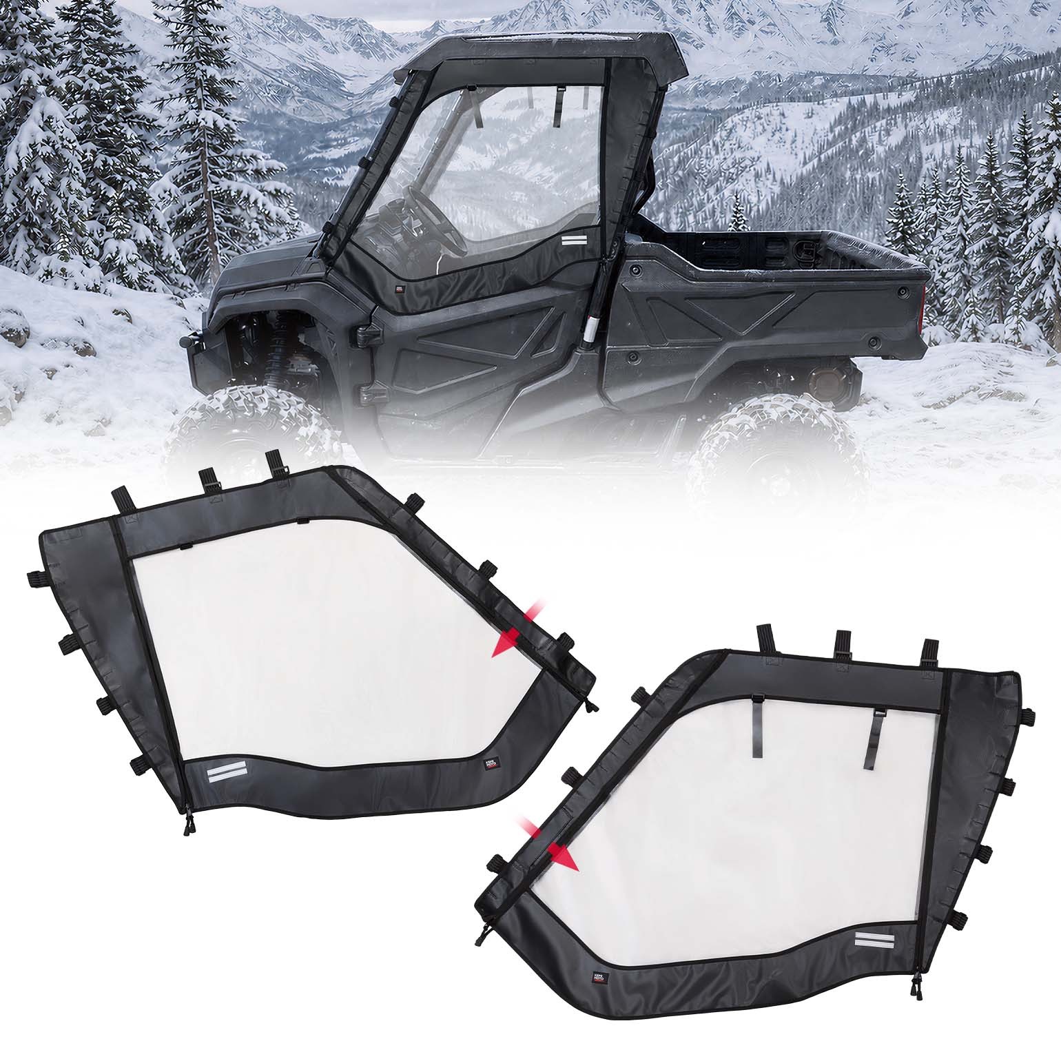 KEMIMOTO Soft Upper Doors Cab Enclosure for Honda Pioneer 1000 2016-2025 2-Doors