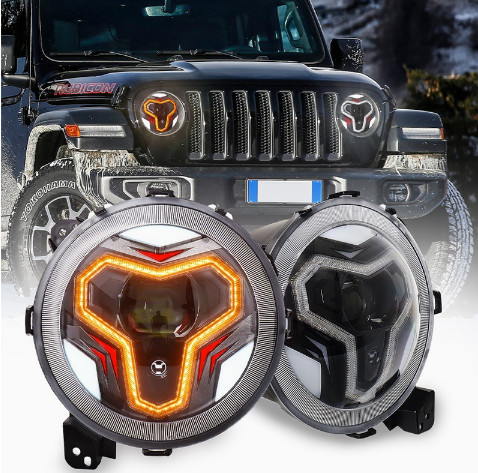 1Pair 9 inch LED Headlights High Low Beam DRL for JL JLU 2018-2023