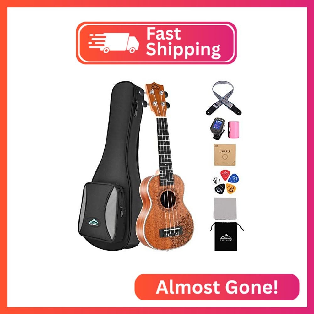 EASTROCK Soprano Ukulele 21 inch Sapele Beginners Kit EASTROCK Soprano Ukulele 21 inch Sapele Beginners Kit