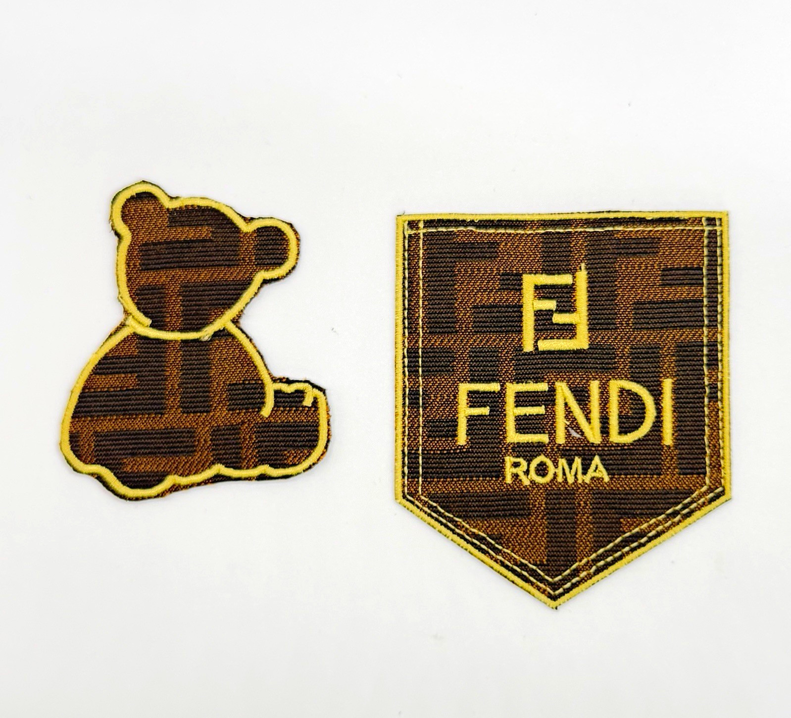 NEW 2PC Embroidered IRON-ON Patch Set Pocket  & Teddy Bear Pack