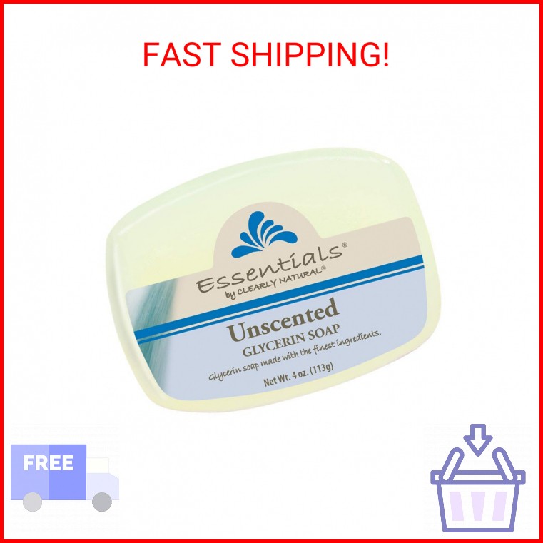 Clearly Natural Essentials Glycerin Bar Soap, Unscented, 4 Ounce, Pack of 12 (Pa