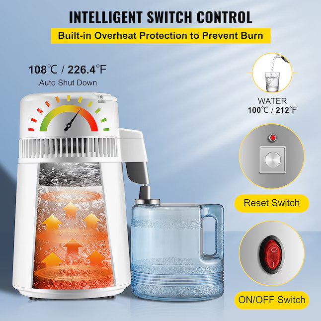 VEVOR Water Distiller 750W Pure Water Purifier Electric Kettle White VEVOR Water Distiller 750W Pure Water Purifier Electric Kettle White