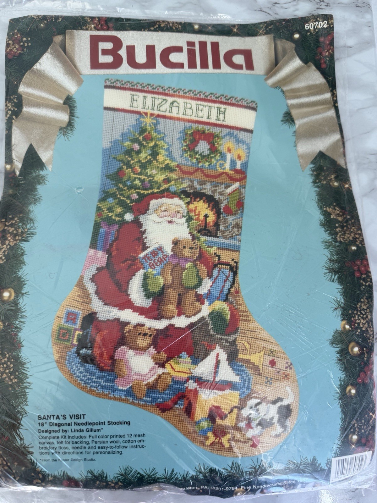 Vintage Christmas Santa\'s Visit Needlepoint Stocking Kit #60702 18\