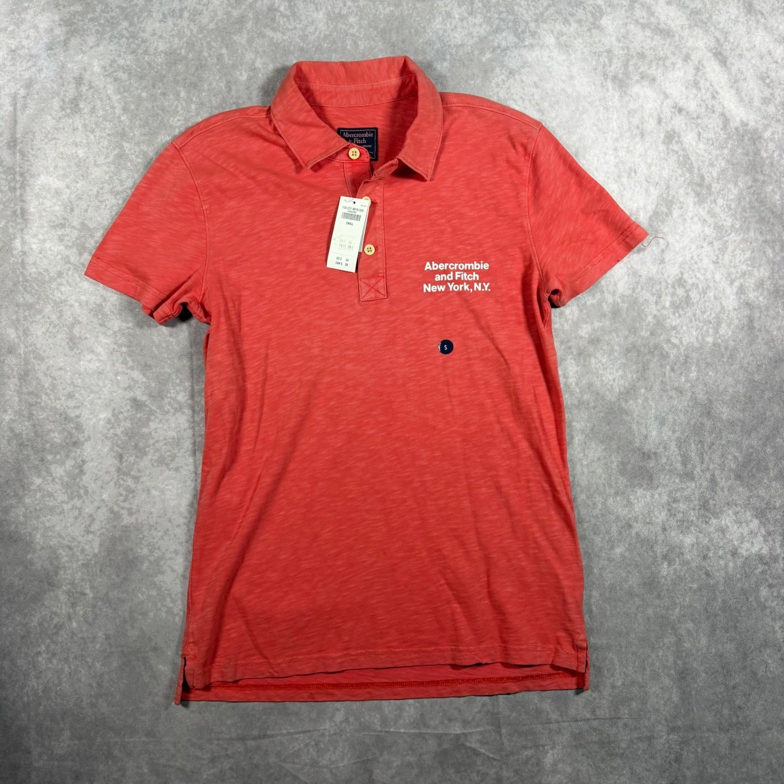 Abercrombie & Fitch Women\'s Small Coral Red Slub Knit Logo Polo Shirt NWT