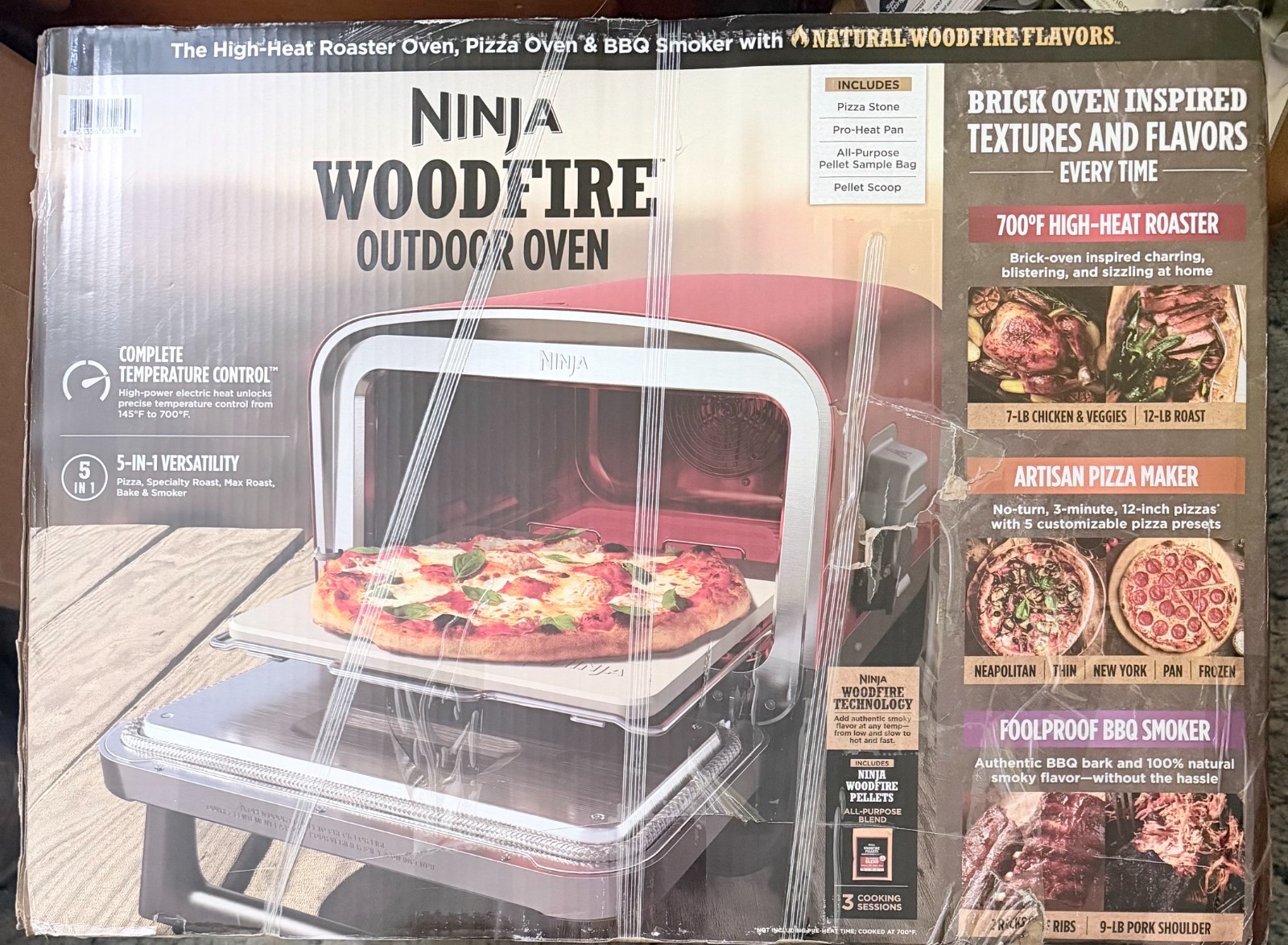 Ninja Woodfire 8-in-1 Portable Electric Outdoor Roaster Oven (Terracotta Red)