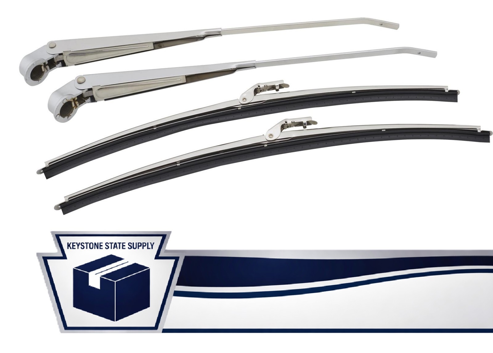 1967-1979 Ford F-150 Truck Polished Stainless Windshield Wiper Arms & Blades 1967-1979 Ford F-150 Truck Polished Stainless Windshield Wiper Arms & Blades