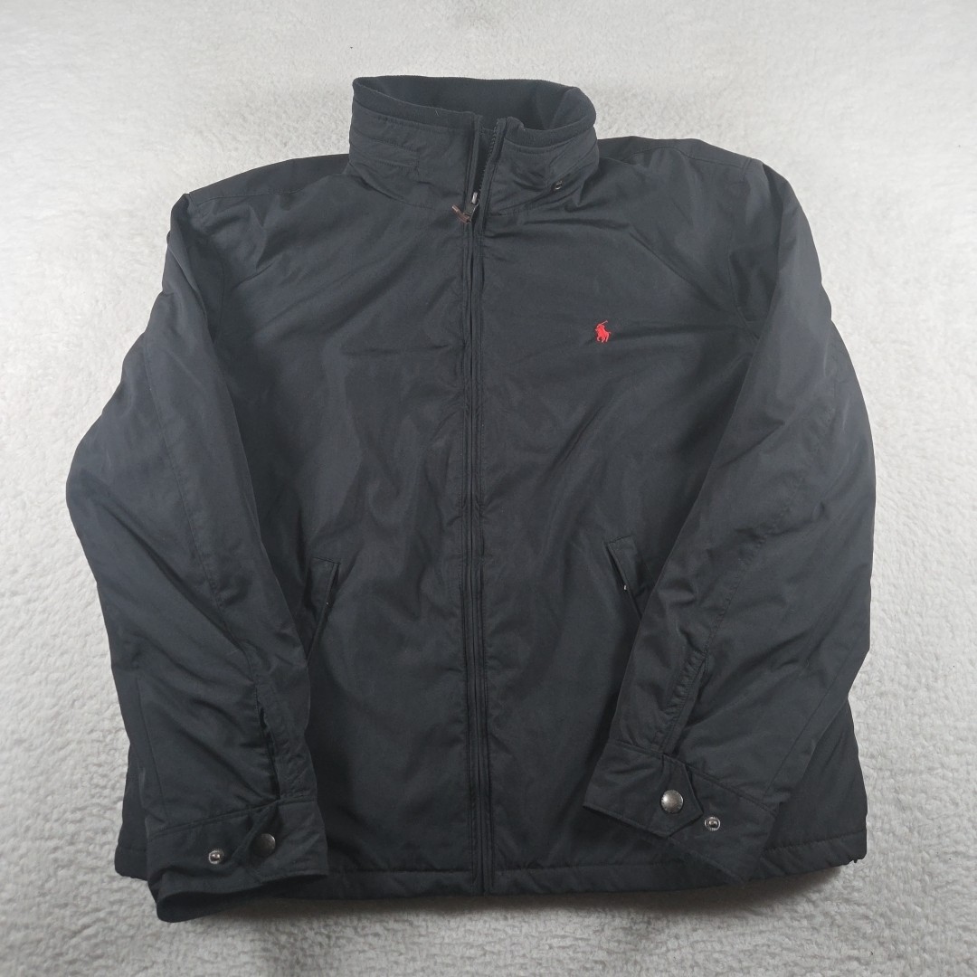 Vintage 90’s Polo Ralph Lauren Nylon Black Jacket Size XL With Hood