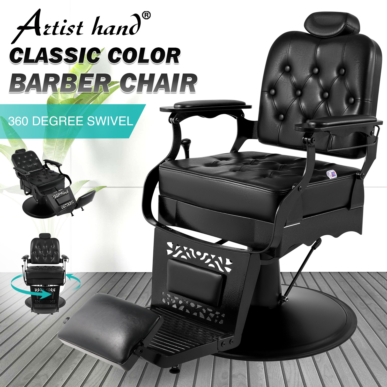 Artist Hand Vintage All Purpose Hydraulic Barber Chair Reclining HeavyDuty Salon