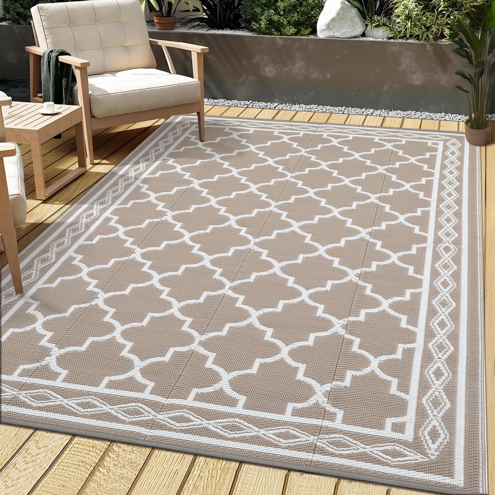 🐾8x10/9x12/18/10x14/20 Outdoor Rug Waterproof Rug Camping RV Plastic Straw Rug